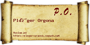 Pláger Orgona névjegykártya